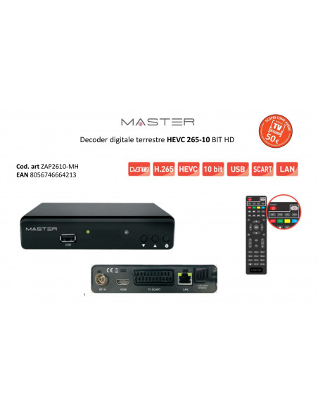 Receptor TDT MASTER ZAP2610MH DVB T2 HEVC